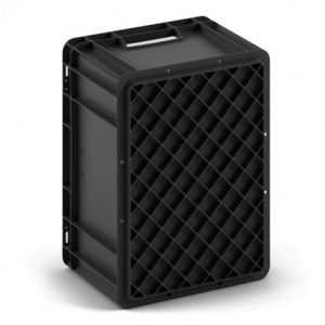Евроконтейнер 400x300x220 мм Арт. EC-4322.4 черный с усиленным дном и закрытыми ручками